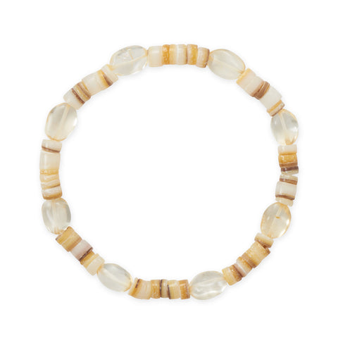 7" Citrine and Heshi Shell Stretch Bracelet