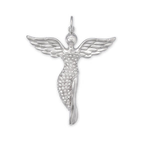 Rhodium Plated Swarovski Crystal Angel Pendant