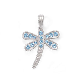 Blue Swarovski Crystal Dragonfly Pendant