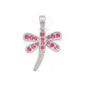 Pink Swarovski Crystal Dragonfly Pendant