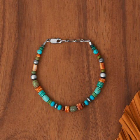 7" + 1" Oxidized Bead and Multi Stone Bracelet