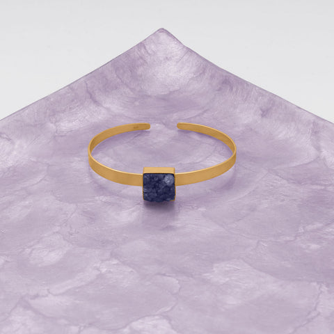 14 Karat Gold Plated Blue Druzy Cuff Bracelet