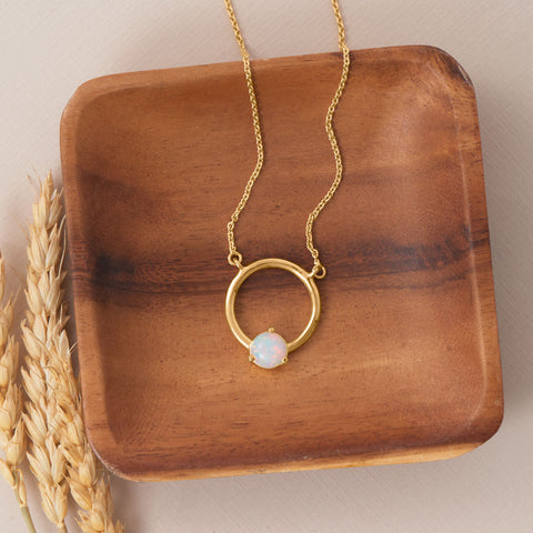 16" + 2" 14 Karat Gold Plated Synthetic Opal Necklace