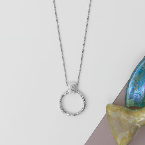 18" Oxidized Door Knock Style Pendant Necklace