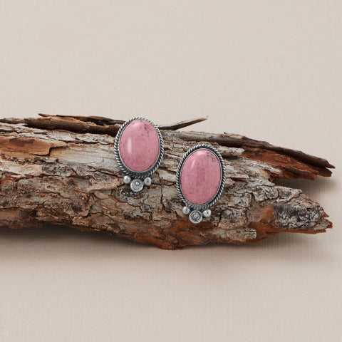 Native American Oval Rhodonite Post Earrings