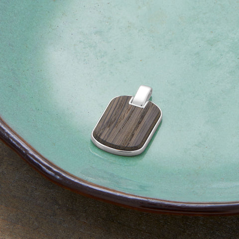 Black Oak Wood Dog Tag Pendant