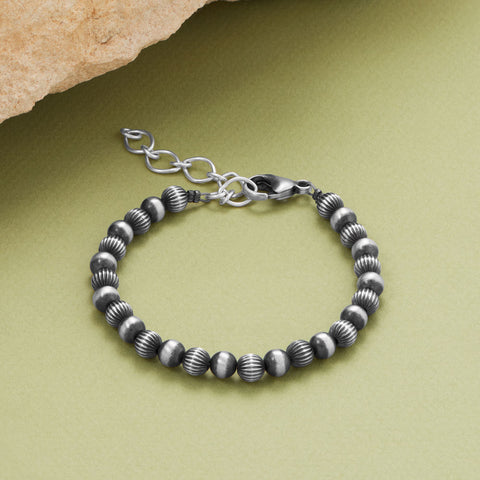 7" + 2" Corrugated and Smooth Navajo Bead Bracelet