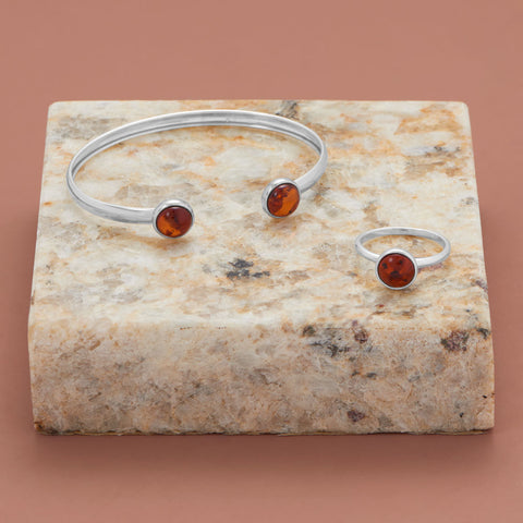 8mm Round Genuine Baltic Amber Ring