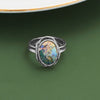 Oval Oxidized Edge Ancient Roman Glass Ring