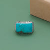 Domed Rectangle Stabilized Turquoise Ring