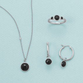 Slick and Chic! Rhodium Plated Black Onyx Jewelry Set