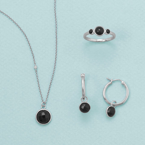 Slick and Chic! Rhodium Plated Black Onyx Jewelry Set