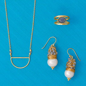 Beautiful Blues! 14 Karat Gold Plated Jewelry Trio