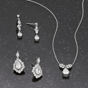 Cluster Crazy! Rhodium Plated 3 Piece CZ Jewelry Set