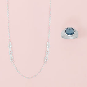 Cool Hues with Cool Links! Shiny Silver Jewelry Duo