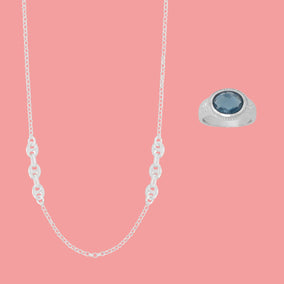 Cool Hues with Cool Links! Shiny Silver Jewelry Duo