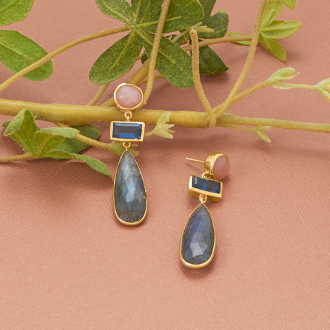 14 Karat Gold Plated Multi Shape Post Back Earrings