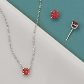 15" + 2" Rhodium Plated Birthstone CZ Set (January-December)