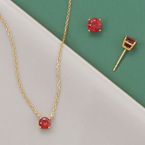 15" + 2" 14 Karat Gold Plated CZ Necklace Set (January-December)