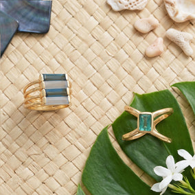 Tropical Treasures! 14 Karat Gold Plated Ring Duo