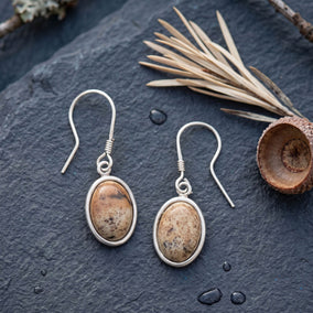 Oval Picture Jasper Drop Earrings
