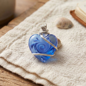 Handmade Wire Wrapped Heart Italian Glass Slide