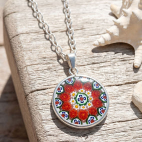 18" Round Italian Millefiori Glass Necklace