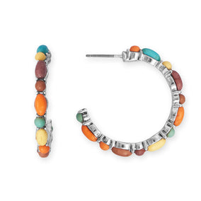 Dyed Stone 3/4 Hoop Fashion Earrings