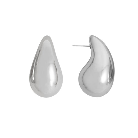 Silver Tone Chunky Raindrop Fashion Earrings