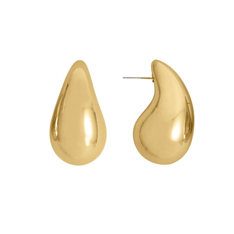 Gold Tone Chunky Raindrop Fashion Earrings