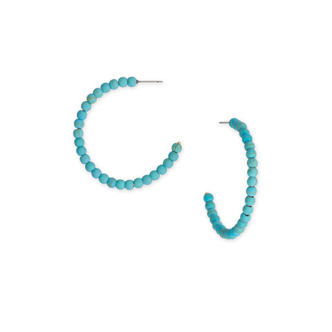 Simulated Turquoise Bead Hoop Fashion Earrings