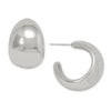 Silver Tone Puffy 3/4 Fashion Hoop Earrings