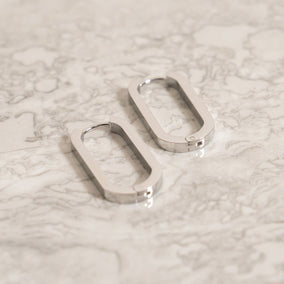 Stainless Steel Oval Square Tube Hoop Earrings