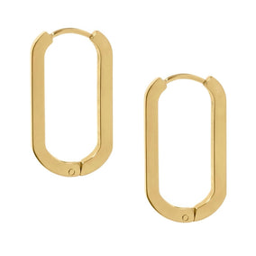18 Karat Gold PVD Oval Square Tube Hoop Earrings