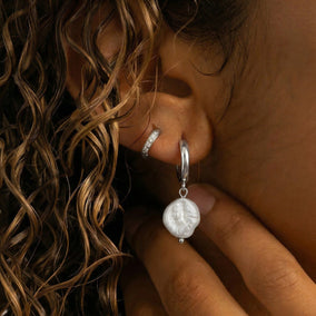 Stainless Steel CZ Huggie Hoop Earrings