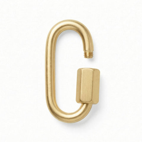 18 Karat Gold PVD Stainless Steel Twisting Lock Carabiner Pendant