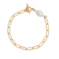 8" Gold Tone Cultured Freshwater Pearl Fashion Toggle Bracelet