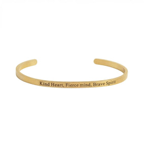 18 Karat Gold PVD "Kind Heart Fierce Mind" Cuff Bracelet
