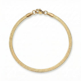 7" 18 Karat Gold PVD 3mm Herringbone Bracelet