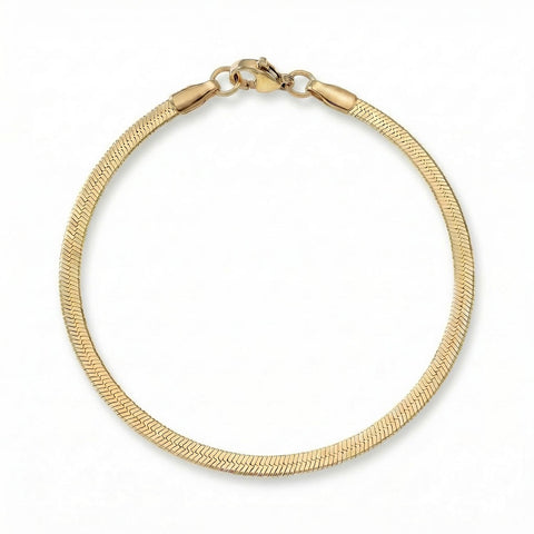 7" 18 Karat Gold PVD 3mm Herringbone Bracelet