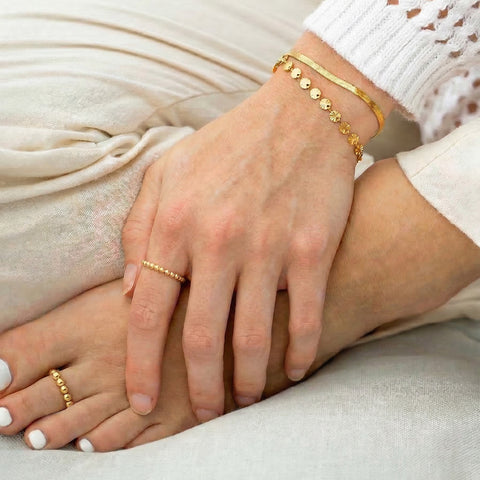 6.5" + 1" 18 Karat Gold PVD Stainless Steel Sunburst Bracelet