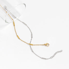 6.5" + 1" 18 Karat Gold PVD Satellite Bar Bracelet