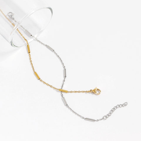 6.5" + 1" 18 Karat Gold PVD Satellite Bar Bracelet