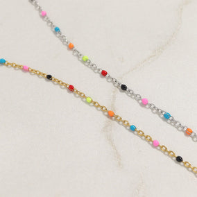 6.5" + 1" 18 Karat Gold PVD Multicolor Confetti Satellite Bracelet