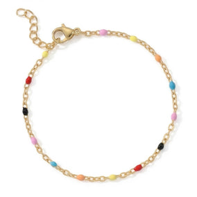 6.5" + 1" 18 Karat Gold PVD Multicolor Confetti Satellite Bracelet