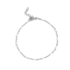 6.5" + 1" Stainless Steel White Confetti Satellite Bracelet
