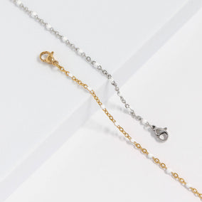 6.5" + 1" Stainless Steel White Confetti Satellite Bracelet