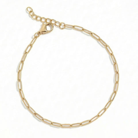 6.5" + 1" 18 Karat Gold PVD Stainless Steel Paperclip Bracelet