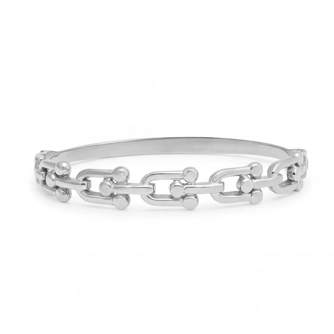Stainless Steel Horse Bit Hinged Bangle Bracelet