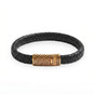 18 Karat Gold PVD Stainless Steel and Braided Leather Magnetic Clasp Men's Bracelet